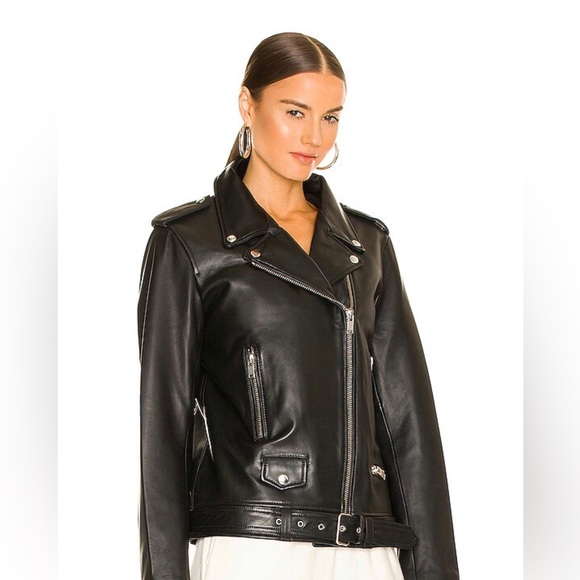 ☑️SOLD☑️ Ena Pelly Oversized New Yorker Biker Jacket in Black & Silver - Picture 11 of 16